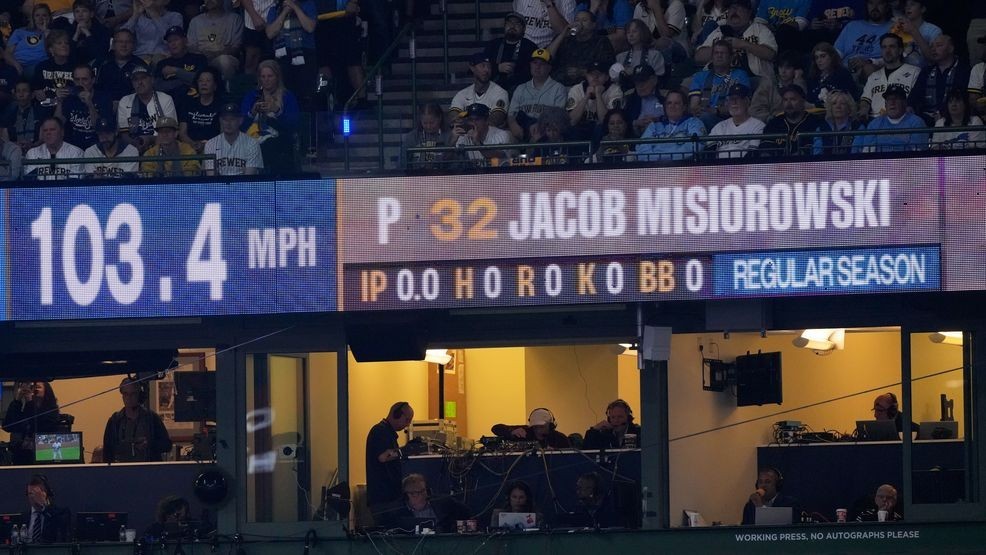 Brewers' Jacob Misiorowski sets World Series velocity record on his first pitch — Fox 11 Green Bay Sports, Hopkins Sports news